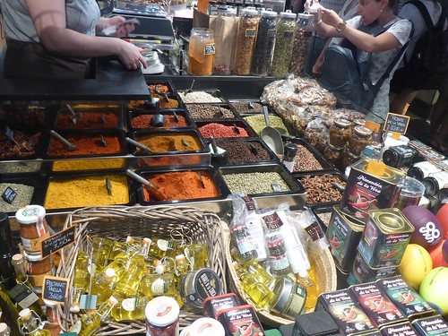 Spices and oils at the market
